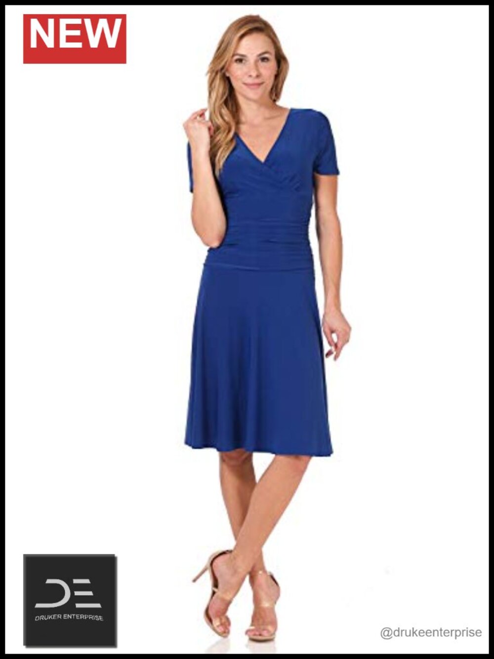 Ruched Waist Tummy Control Fit Flare Dress